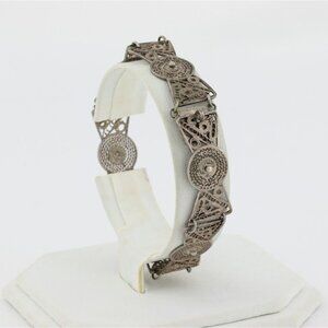 Sterling Silver Filigree Link Bracelet 7 1/4 inch Vintage Israel